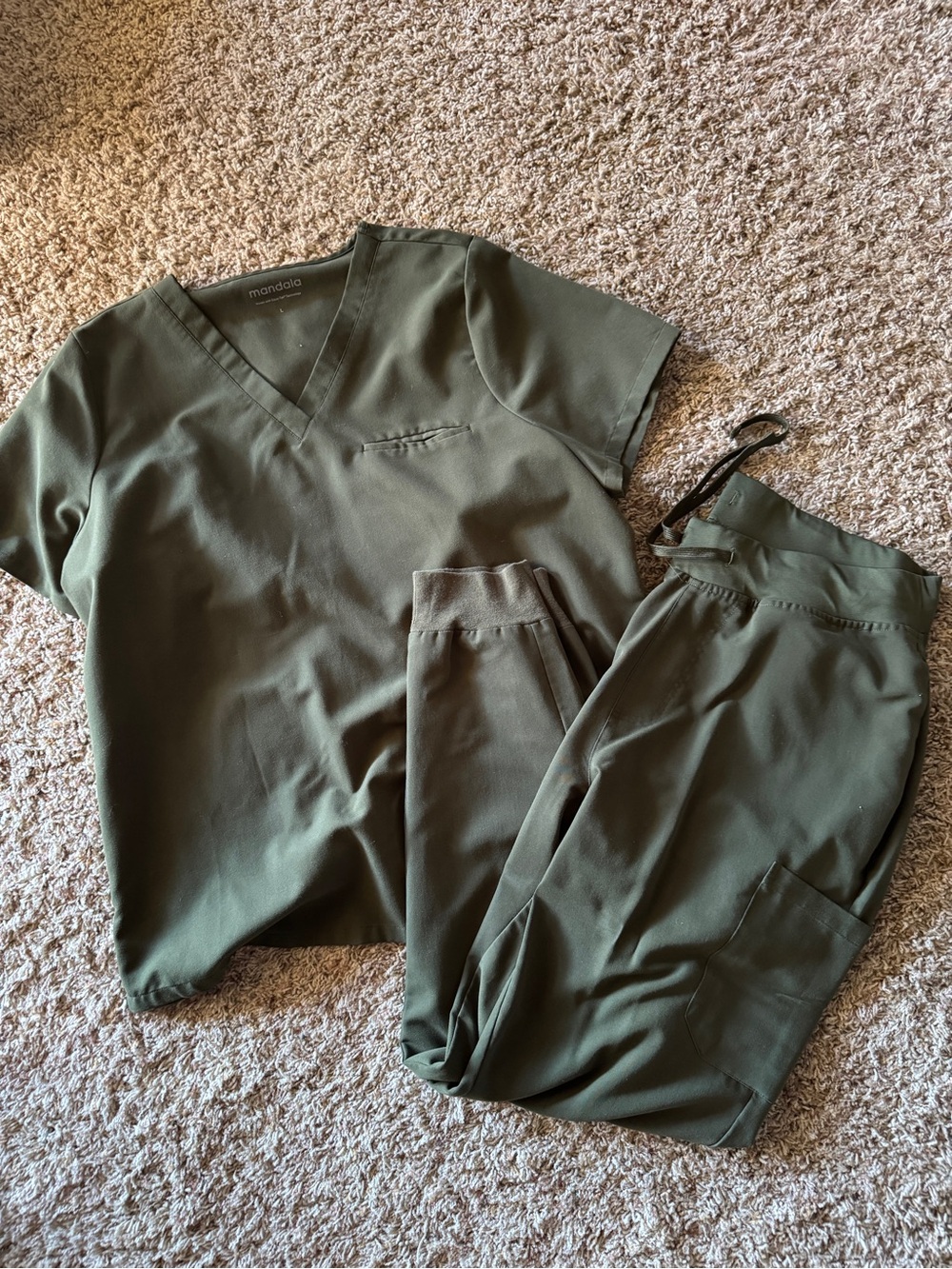 Mandala Green Jogger Scrub set